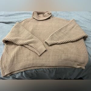XS Free People oversized Turtleneck Sweater in Tan